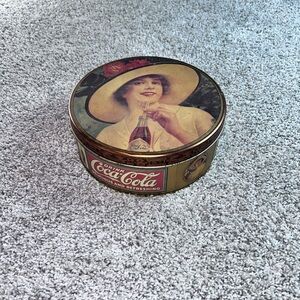 Red and Tan Coca-Cola Round Decorative Tin